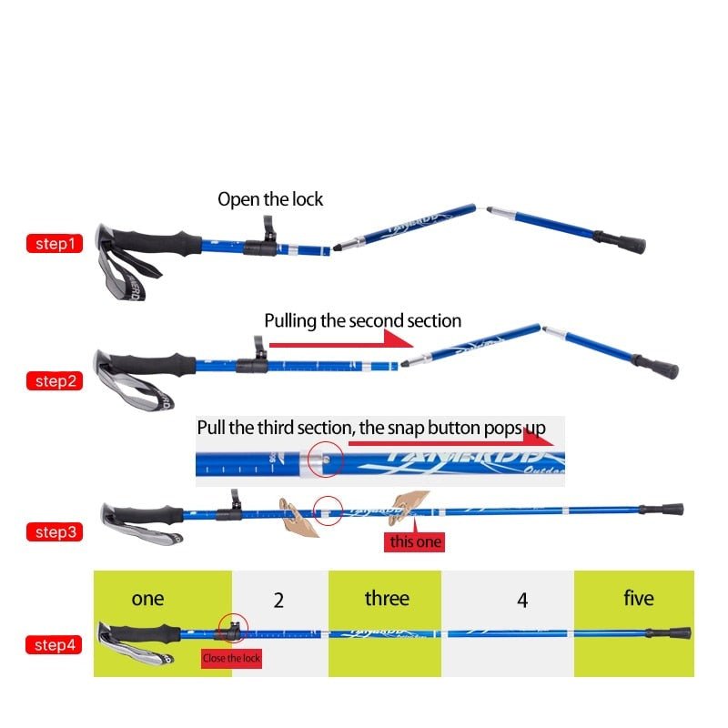 Adjustable Trekking Poles Glevato | Foldable Trekking Poles | Lightweight and Durable for Outdoor Adventures