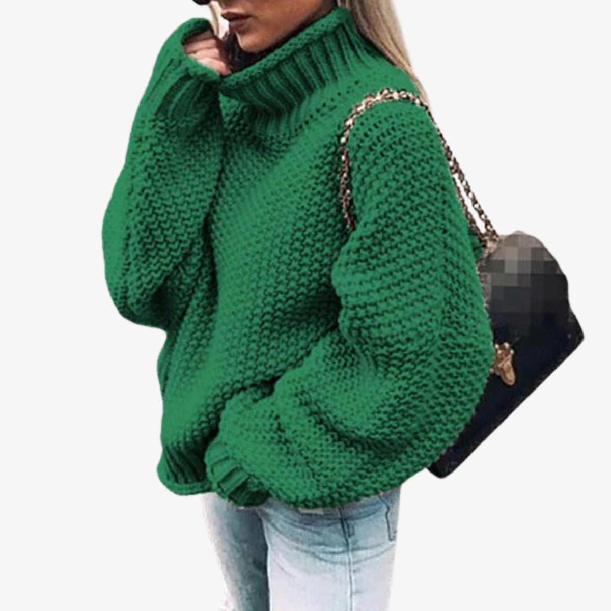 Damski sweter oversize z grubym golfem