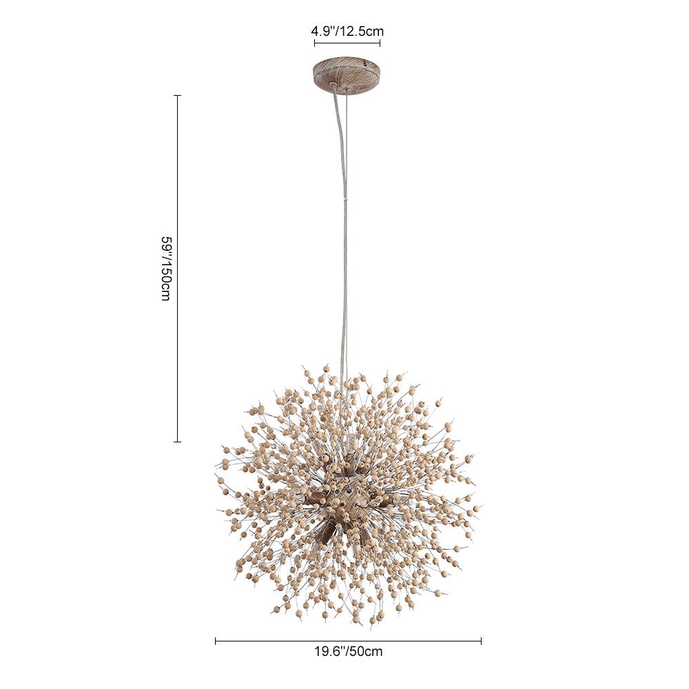Glevato | Dandelion Pendant Light with Wooden Beads | Firework Starburst Design