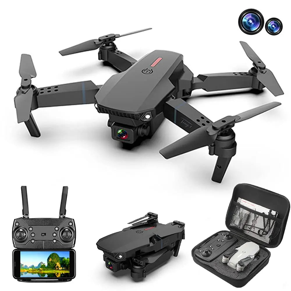 Glevato- E88 Pro Drone 4k HD Dual Camera RC VR 3D Long Battery Life Flight Path FPV Mini Drone