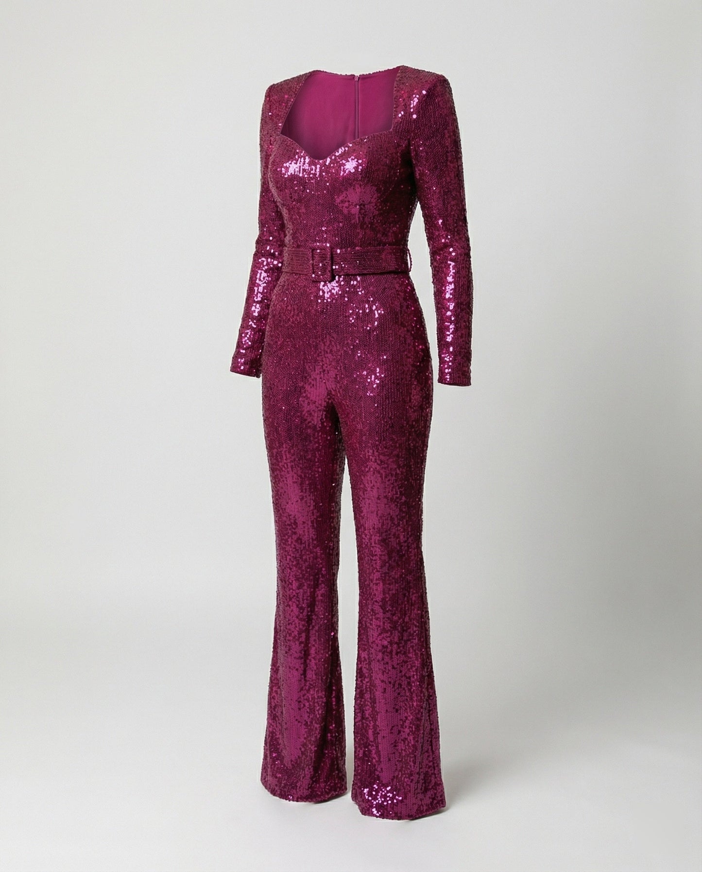 Glevato - Elegant Sequin Jumpsuit with Long Sleeves and Figure-Hugging Fit