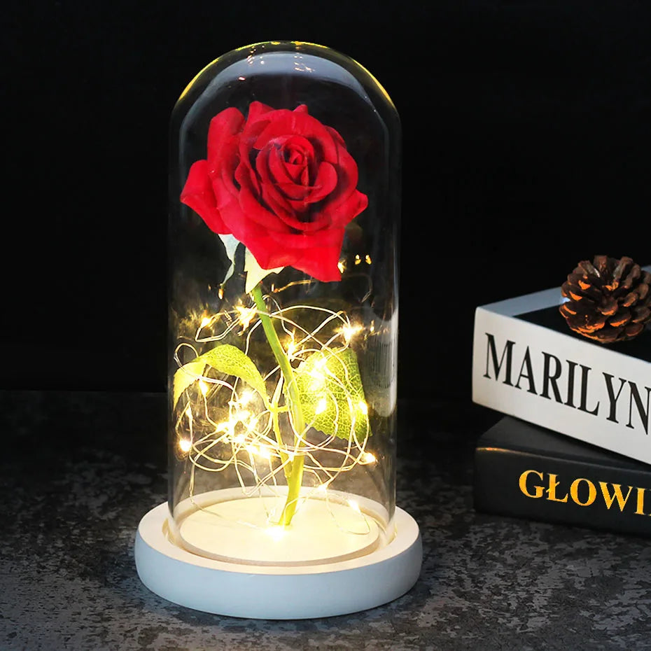 Glevato – Eternal Rose in Glass Dome with Atmospheric LED Lighting