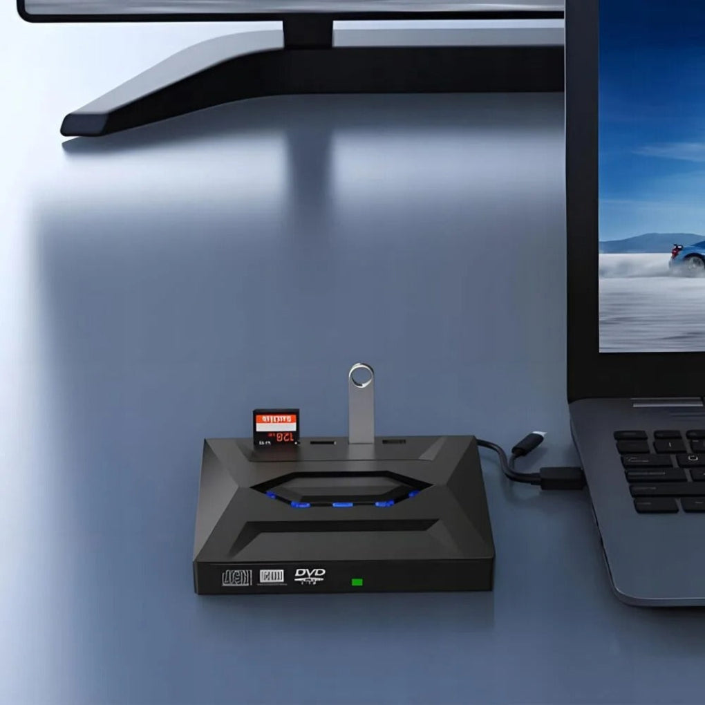 Glevato | External DVD CD RW Burner Writer USB-C SD Card Reader