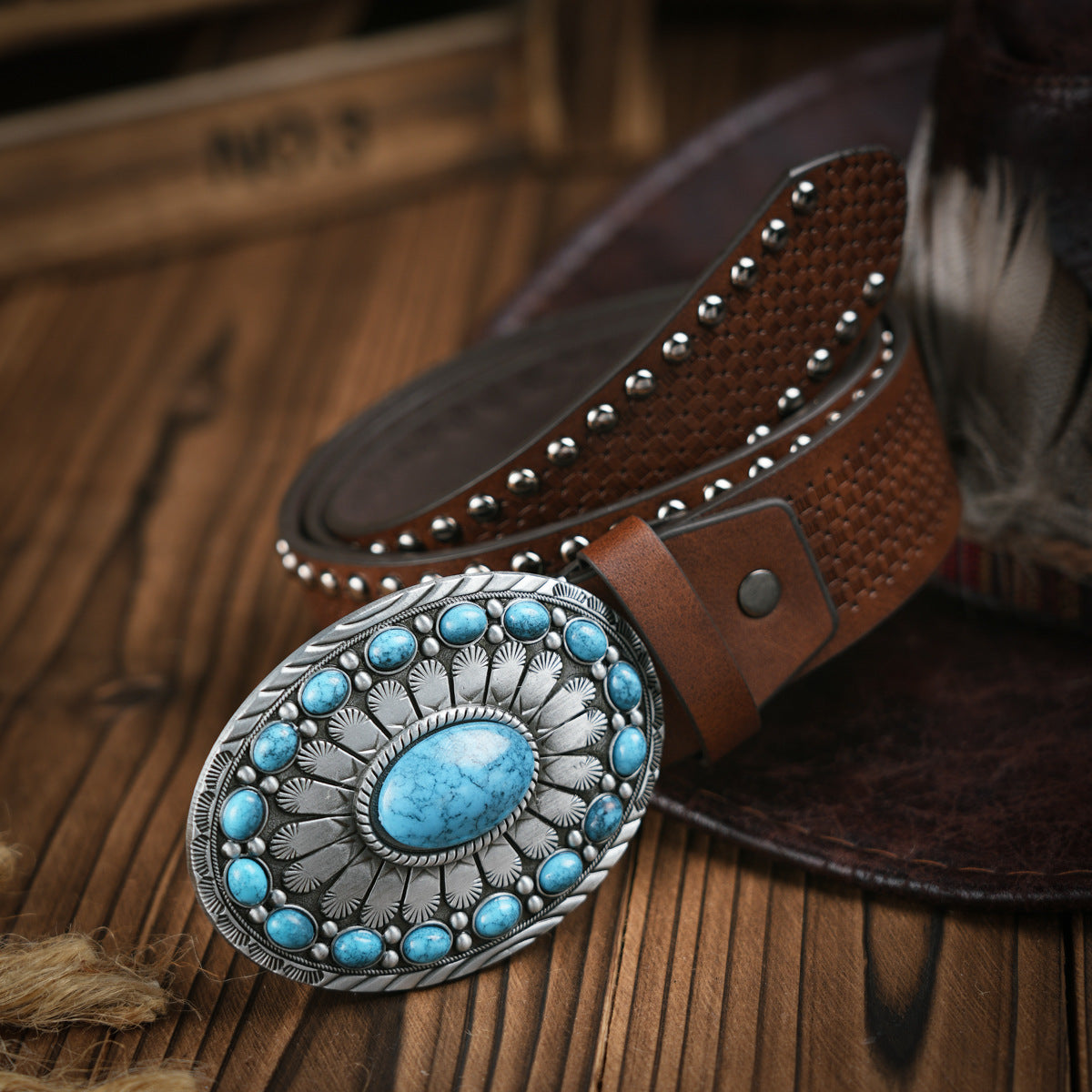 Glevato | Men’s Belt | Western Style | Vegan Leather & Durable Metal Buckle