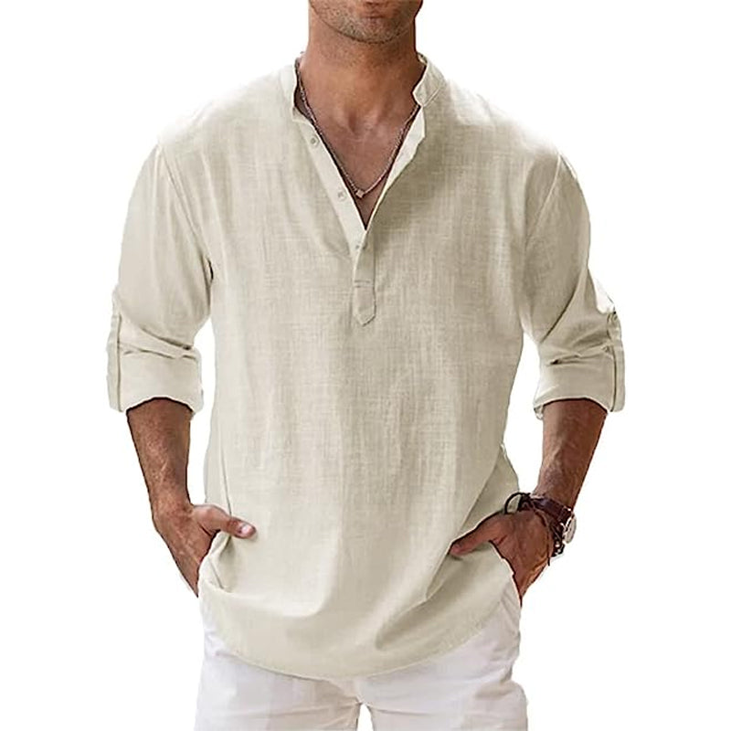 Glevato | Men's Henley Shirt with Button Detail
