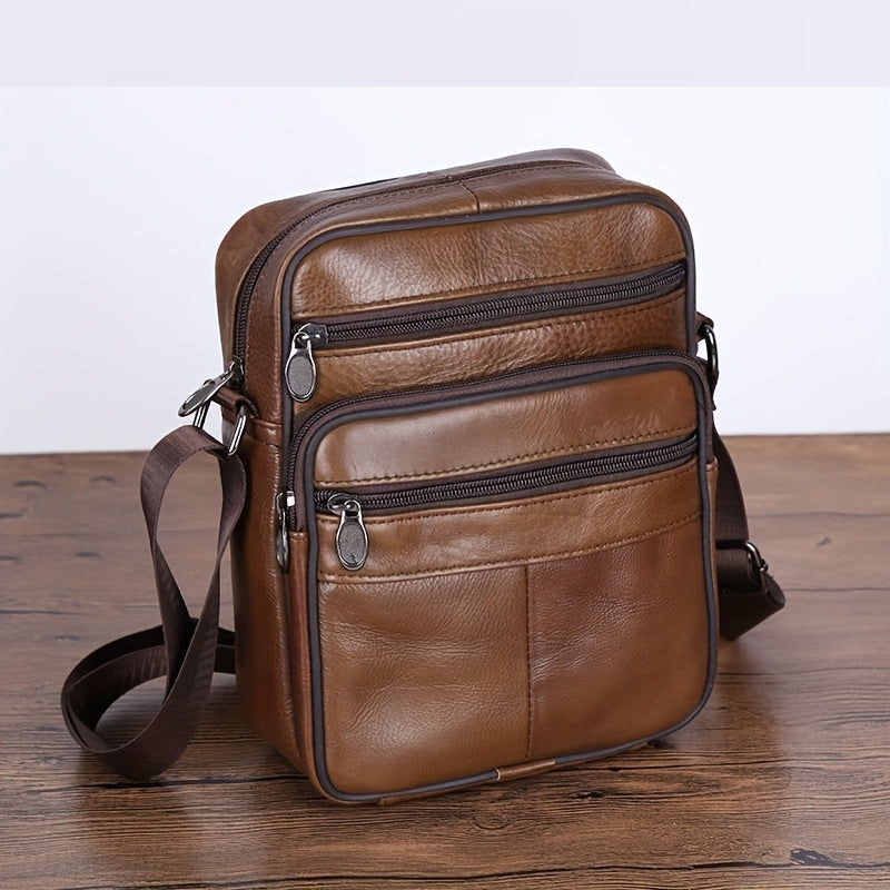 Glevato | Men’s Leather Shoulder Bag | Genuine Cowhide Crossbody | Adjustable Strap