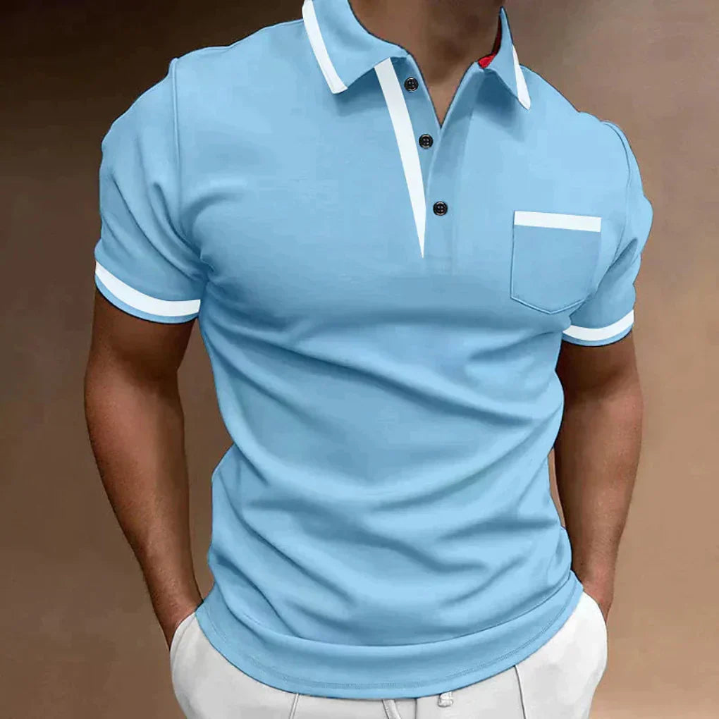 Glevato | Men's Short Sleeve Polo Shirt with Pocket Detail