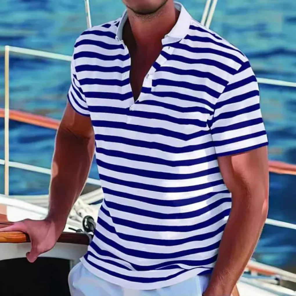 Glevato | Men's Striped Short-Sleeve Polo Shirt