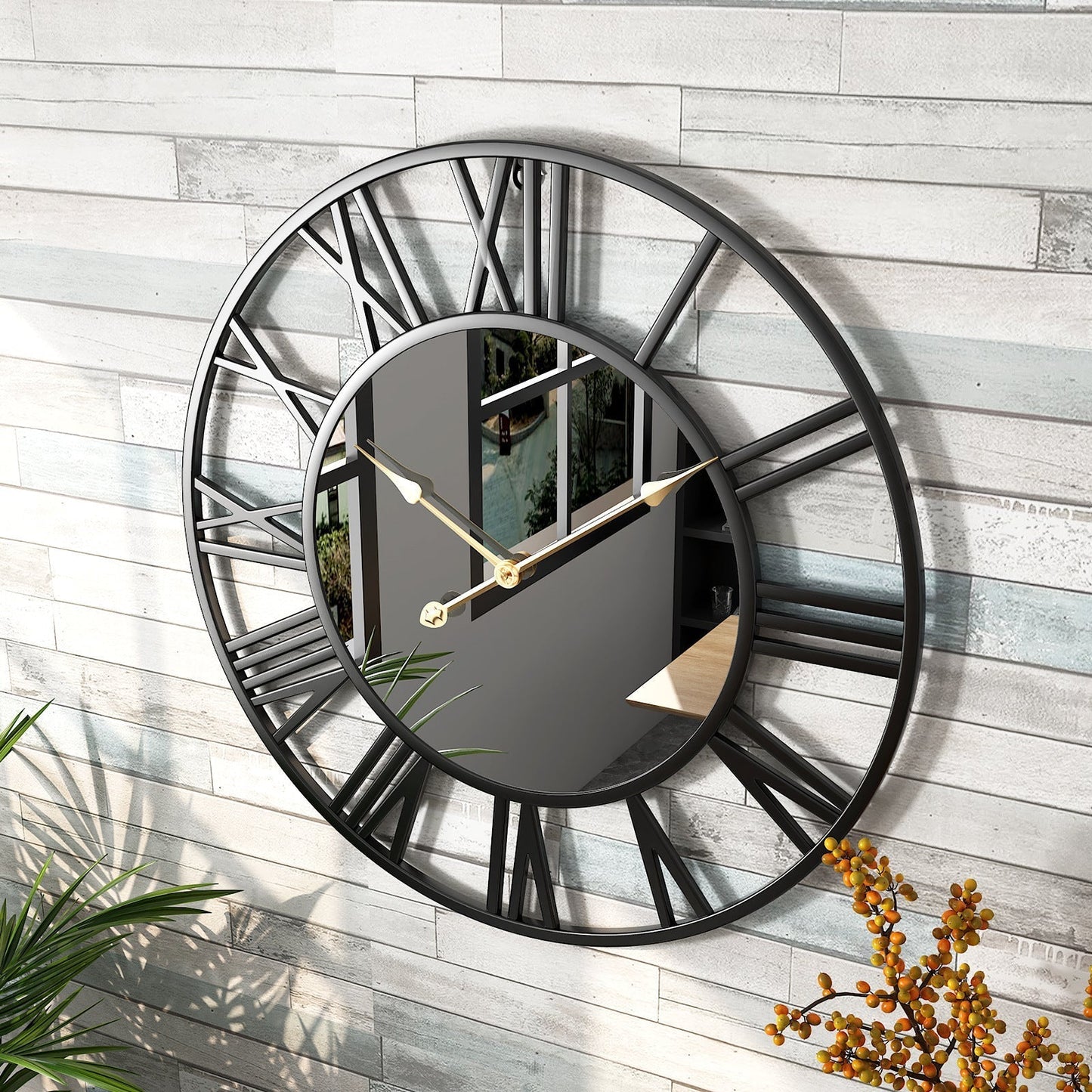 Glevato | Metal Vintage Large Wall Clock with Mirror 39cm