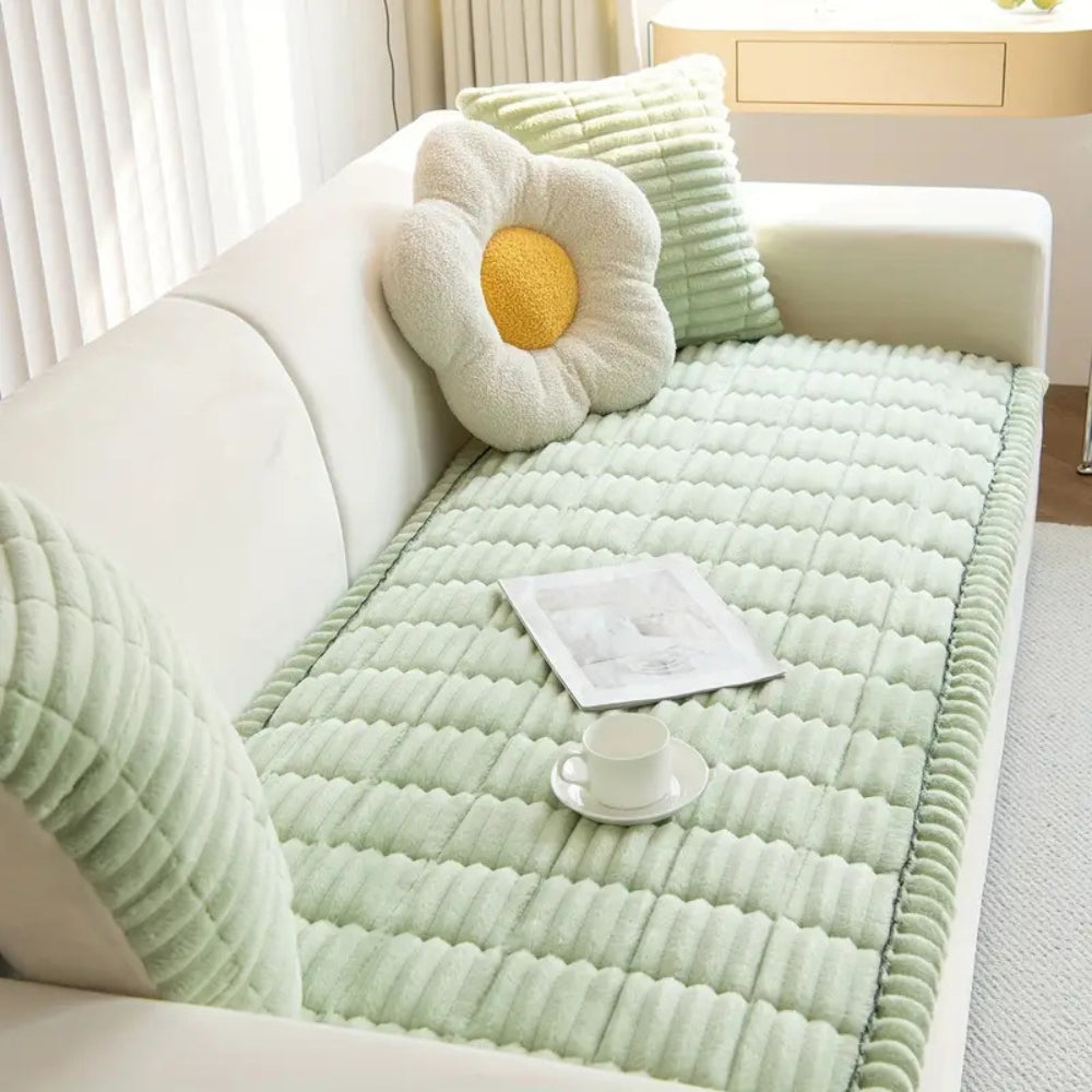 Glevato | Plush Pleated Edges Sofa Cover