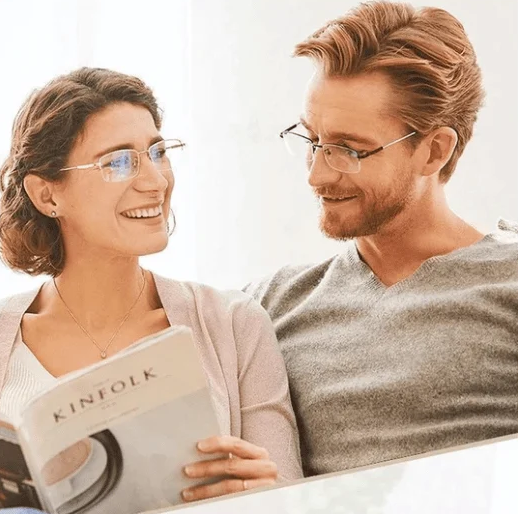 Glevato | Viselio Intelligent Reading Glasses with Progressive Lenses | Ultra-Light & Blue Light Filter | For Near & Distant Vision | Titanium Frame TR90