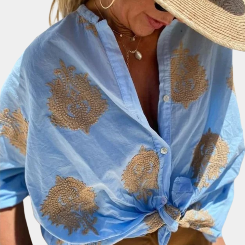Glevato | Women's Embroidered Button-Down Shirt