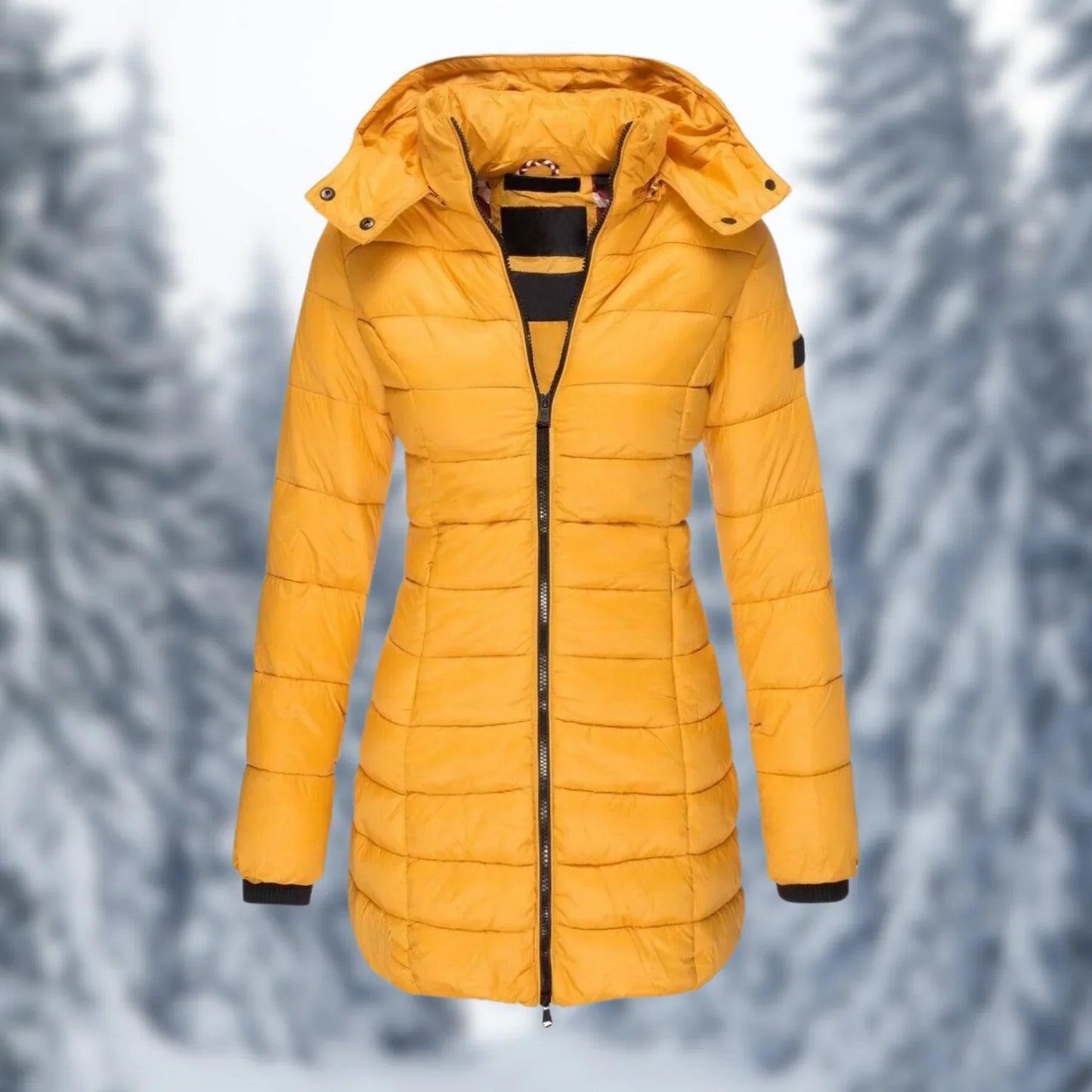 Glevato | Women's Padded Mid-Length Winter Coat with Hood