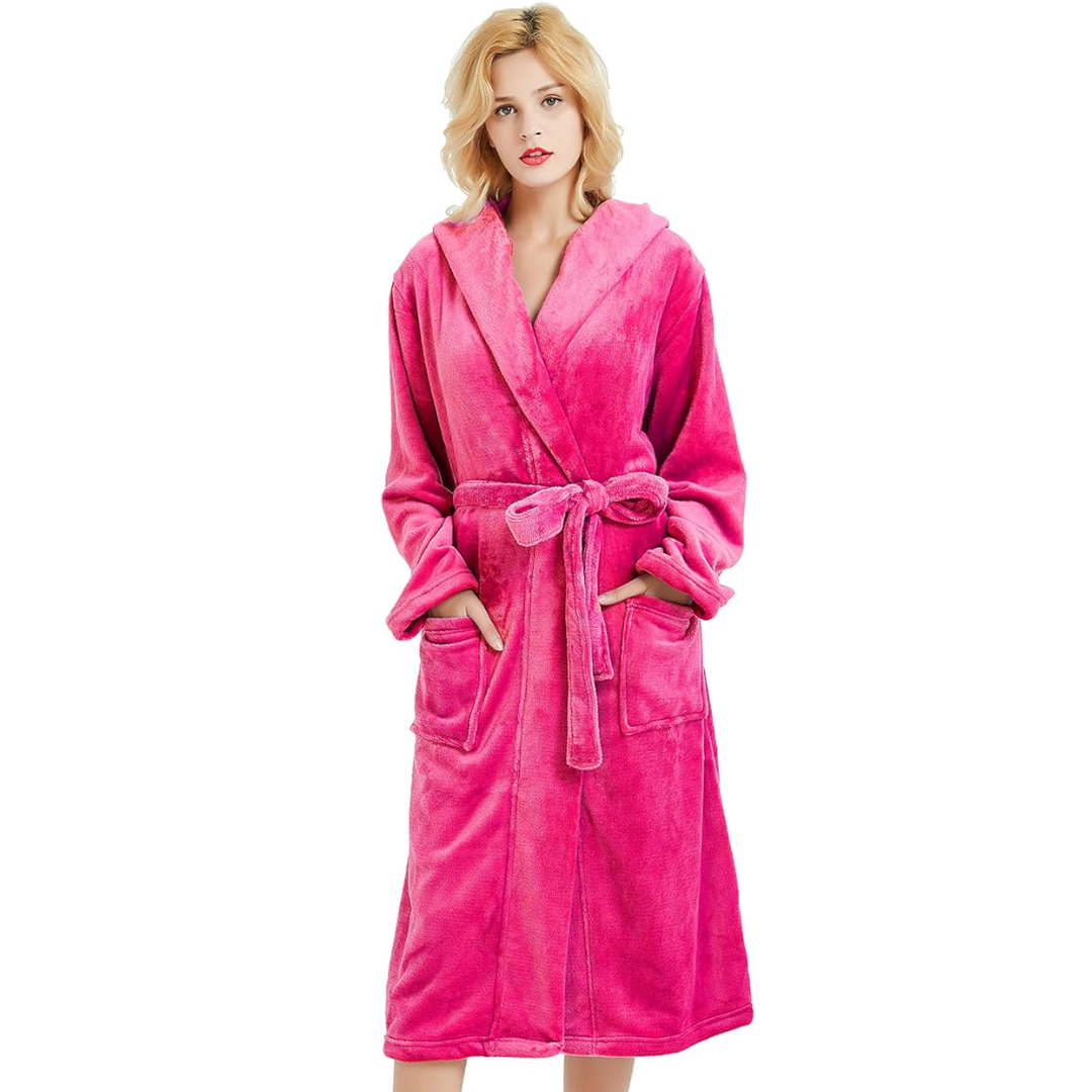 Ladies Fleece Bathrobe with Hood – Vivianne
