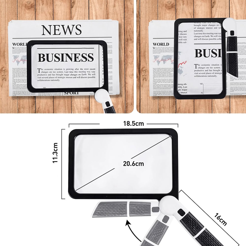MagniView | Full Page LED Magnifier with 5X Clear Zoom for Reading and Fine Detail Tasks