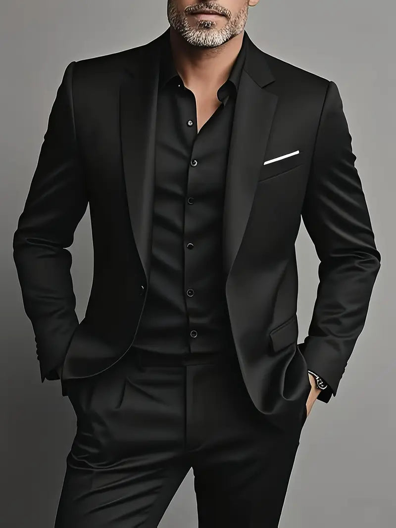 Męski dwuczęściowy garnitur slim fit do pracy i na wieczorowe wyjścia