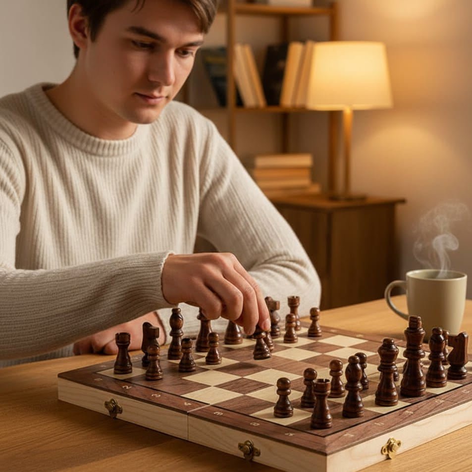 TRAVELCHESS – Portable Magnetic Wooden Chessboard for Fun on the Go