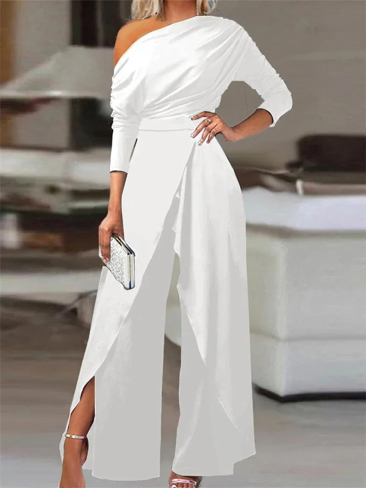 Anne | Elegant Off-Shoulder Jumpsuit with Stylish Slit for Women