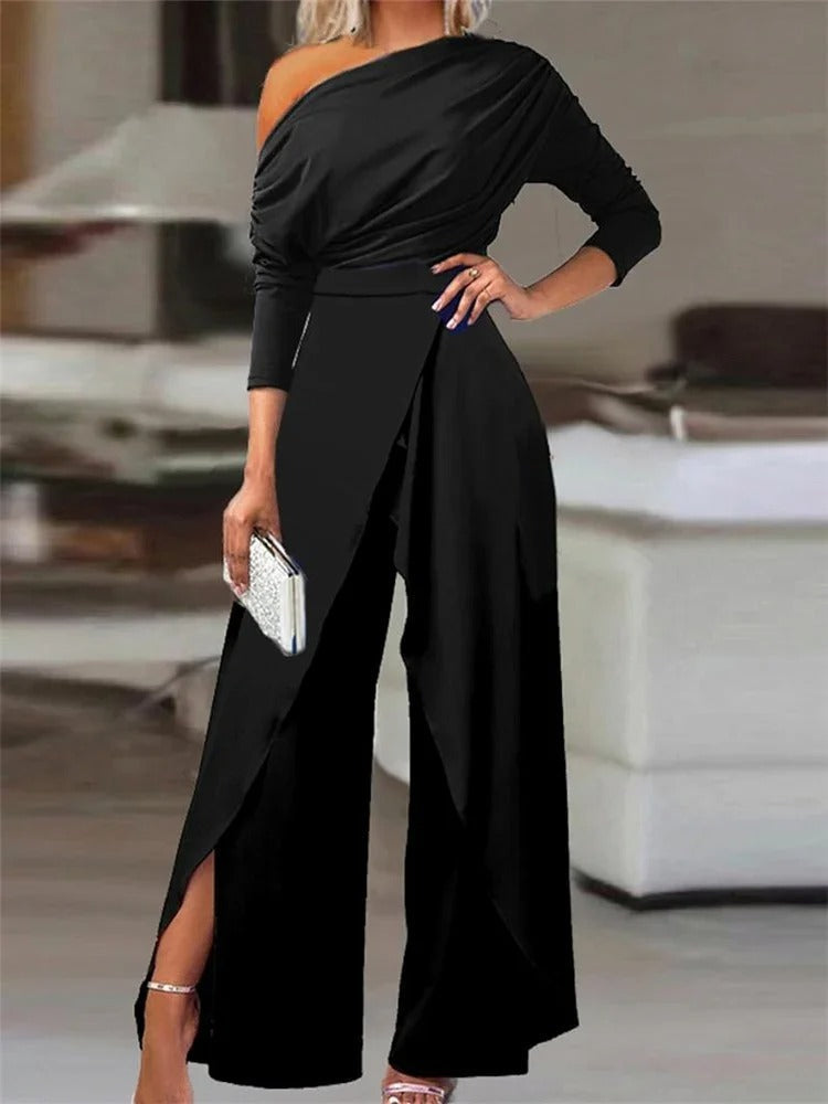 Anne | Elegant Off-Shoulder Jumpsuit with Stylish Slit for Women