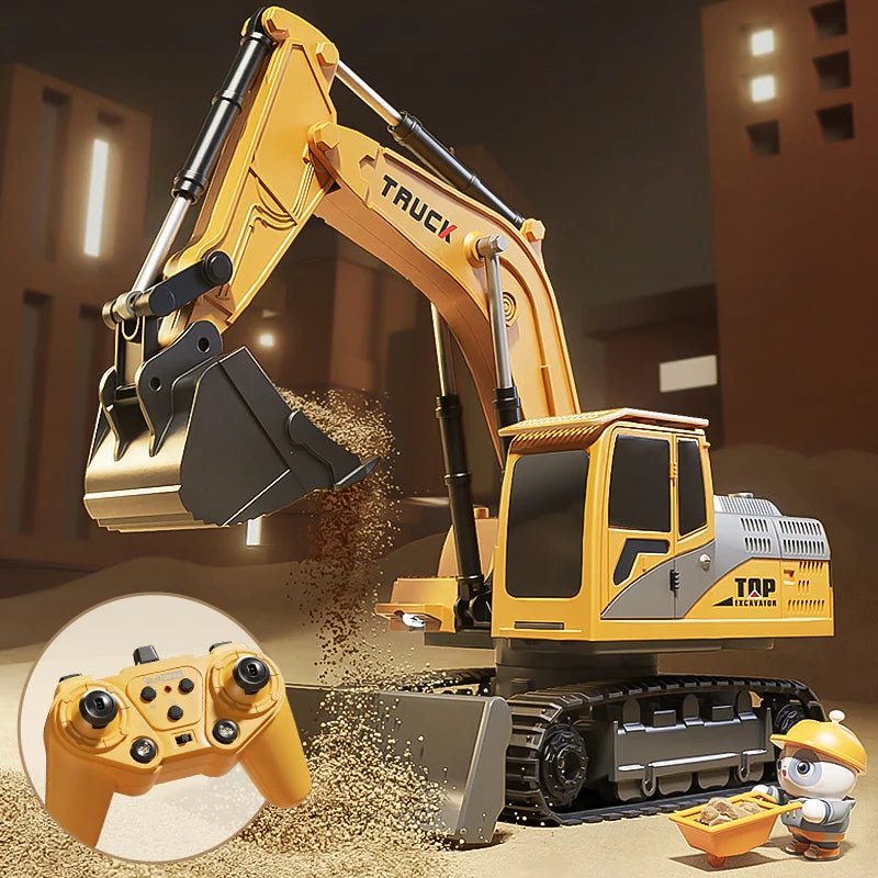 BAUPOWER – Remote-controlled excavator made of metal alloy with light and sound effects