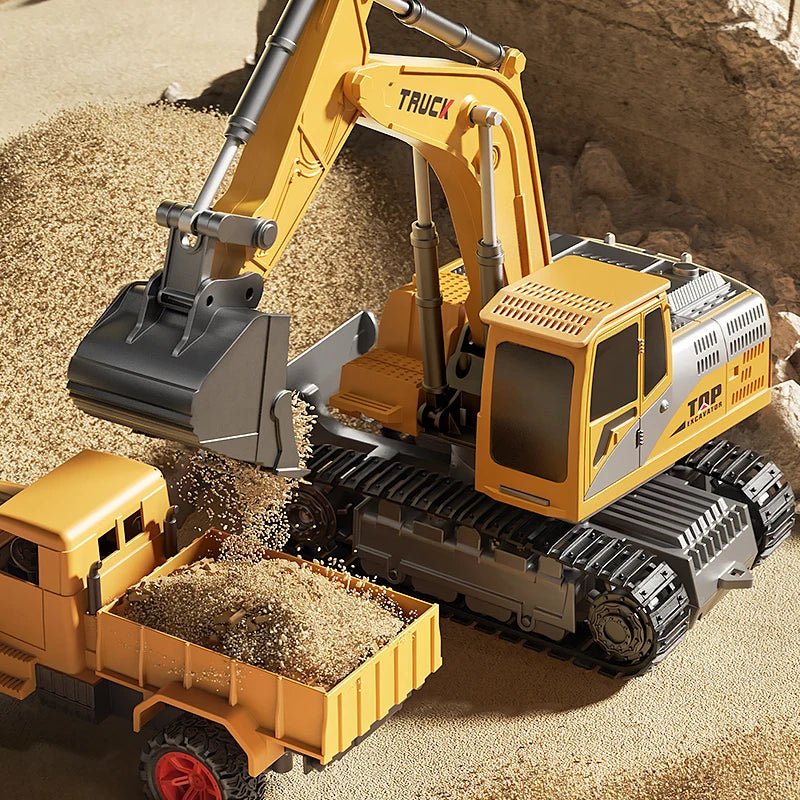 BAUPOWER – Remote-controlled excavator made of metal alloy with light and sound effects