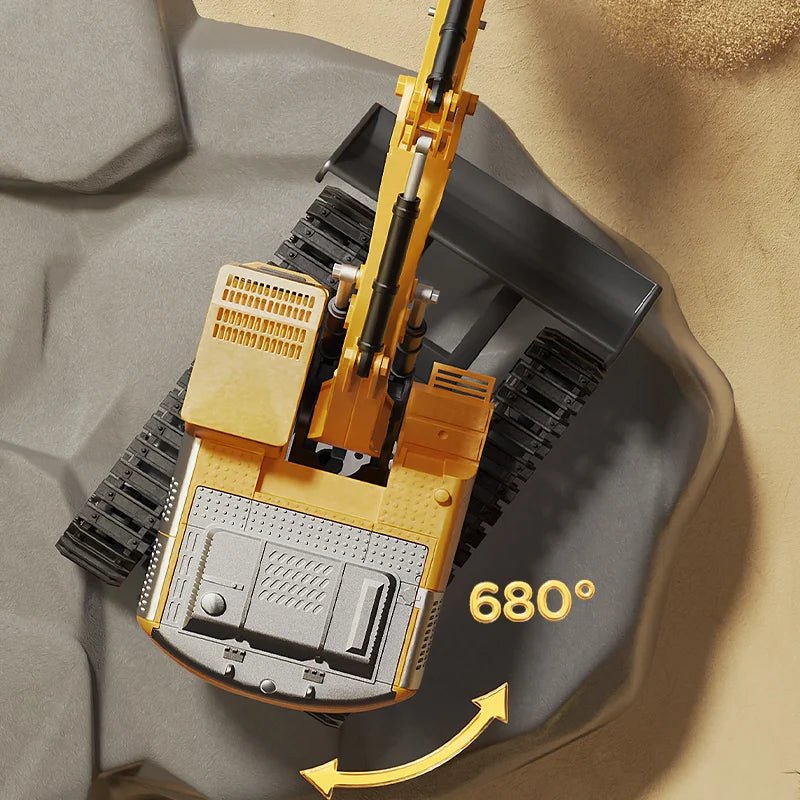 BAUPOWER – Remote-controlled excavator made of metal alloy with light and sound effects