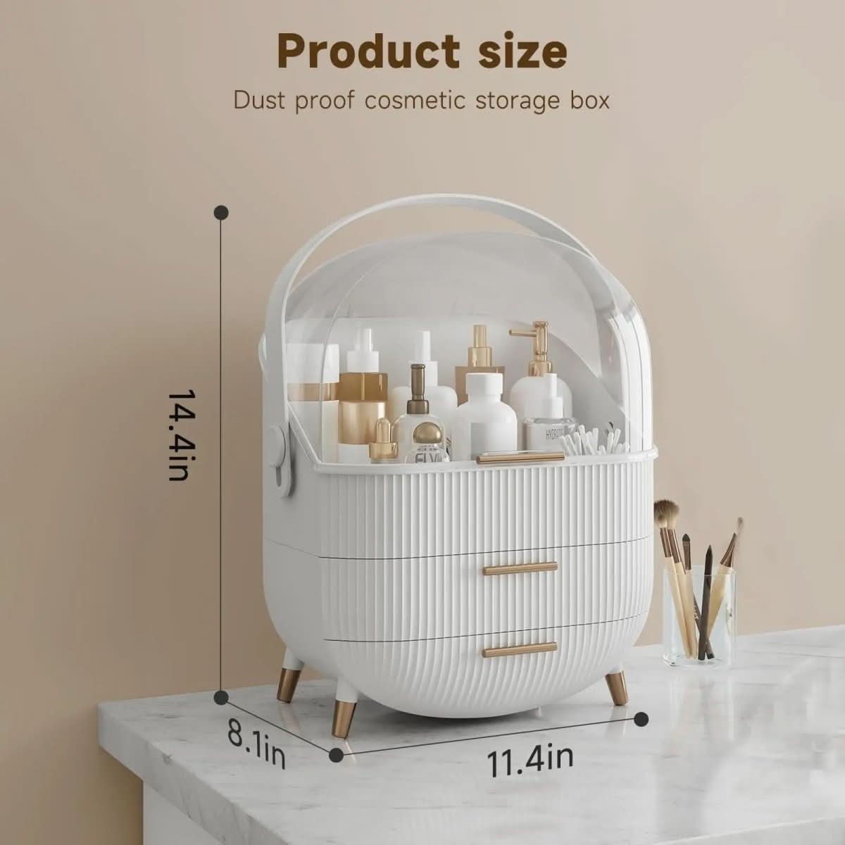 BEAUTYSENSE Makeup Organizer – Dustproof & Waterproof Cosmetic Case with Elegant Design