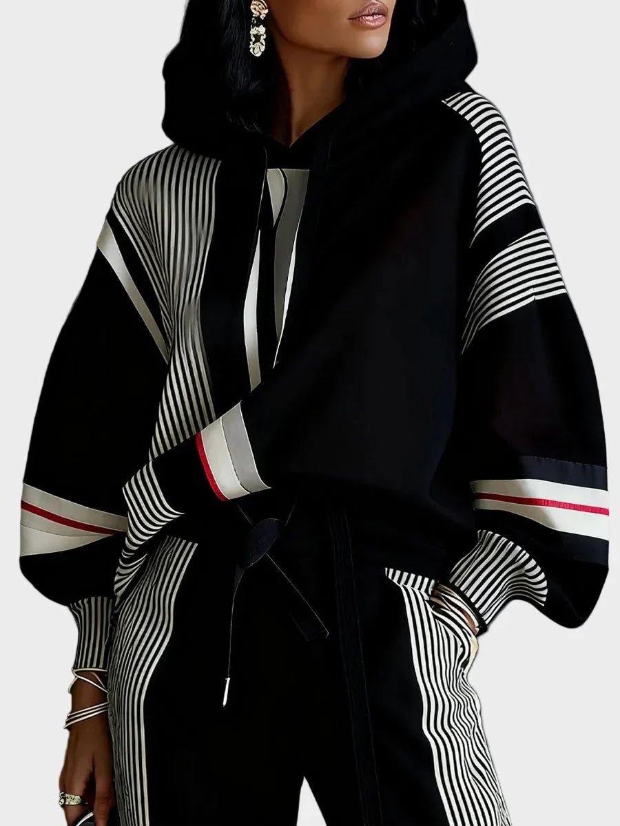 Bluza z kapturem w stylu geometrycznym – unisex, z mieszanki bawełny