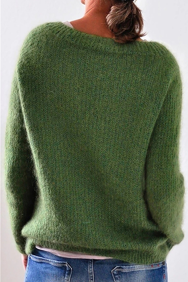 Casualowy jednokolorowy sweter basic z okrągłym dekoltem – 6 kolorów
