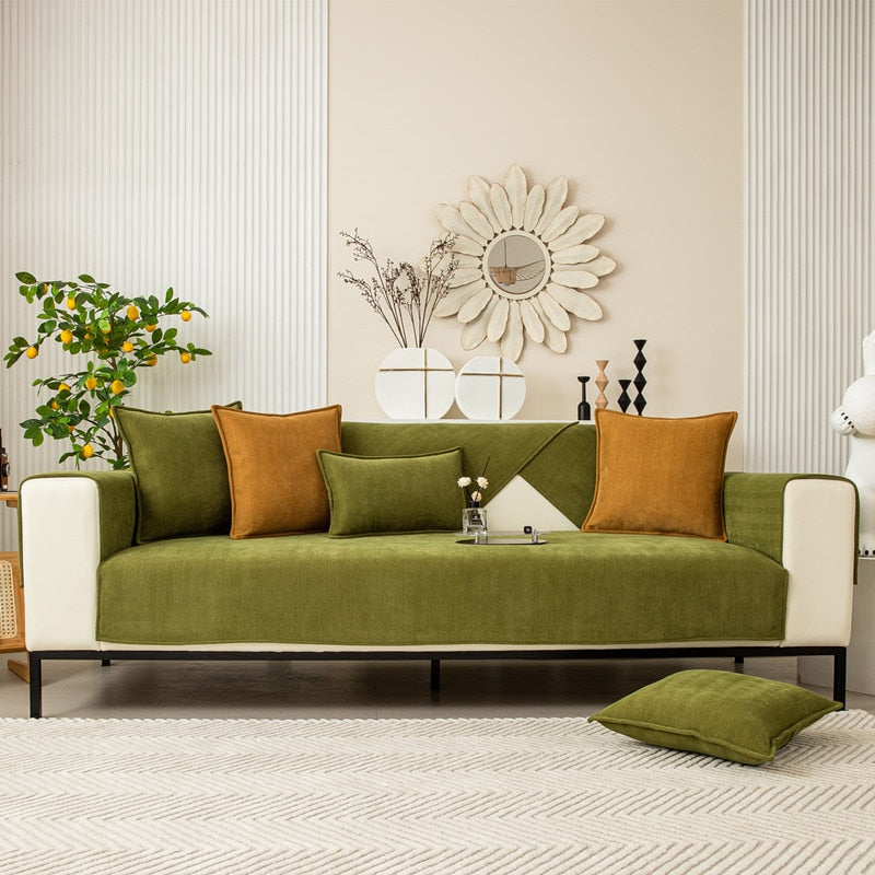 Chenille Sofa Cover with Chevron Pattern – VeluraShield