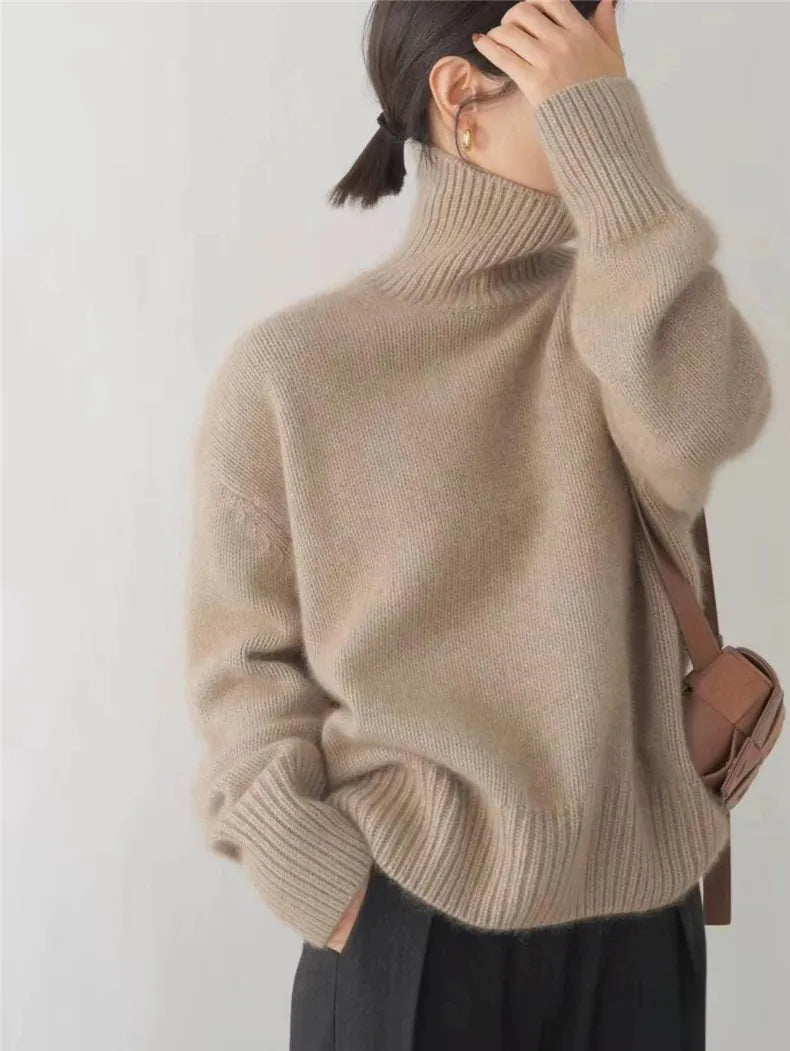 Chic and Cozy Linen Turtleneck Jumper for Winter