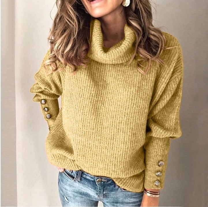 Damski lekki sweter z golfem – cienki i elegancki golf z cienkiej dzianiny