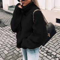 Damski sweter oversize z golfem o grubym splocie