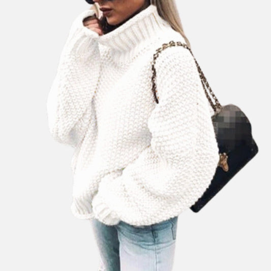 Damski sweter oversize z grubym golfem