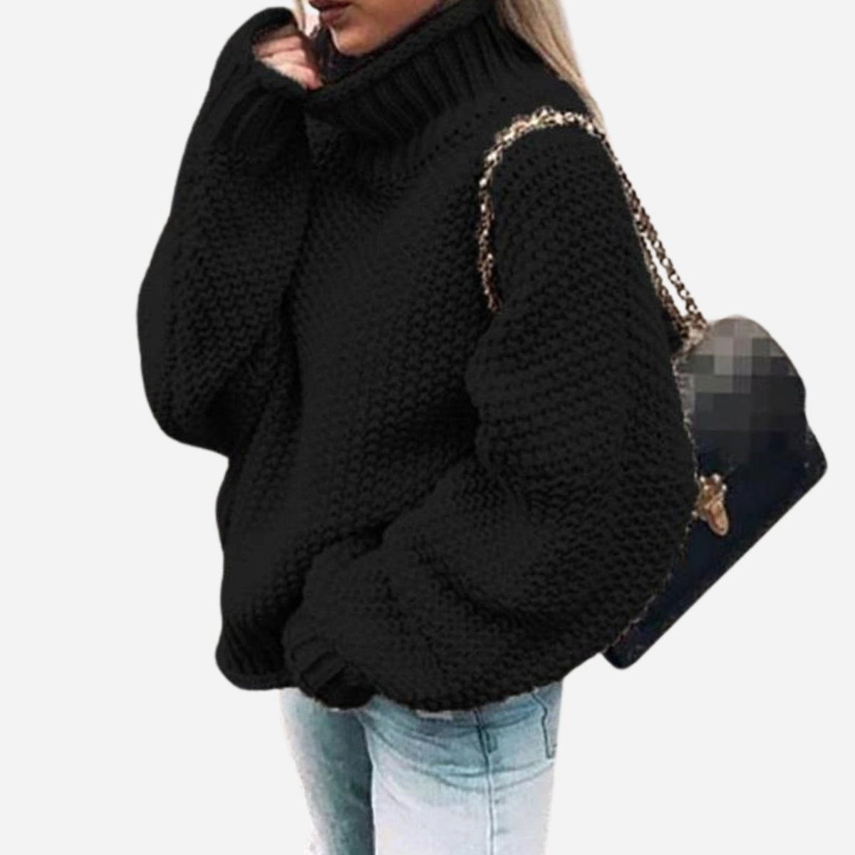 Damski sweter oversize z grubym golfem