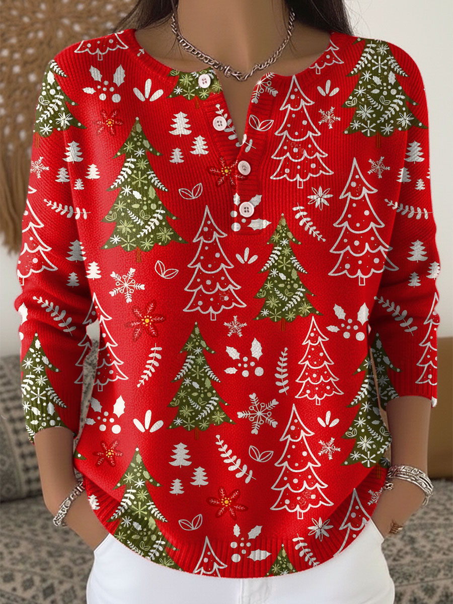 Damski sweter świąteczny z guzikami