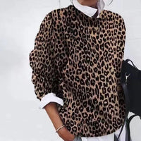 Damski sweter w panterkę – modny sweter casualowy w zwierzęcy wzór