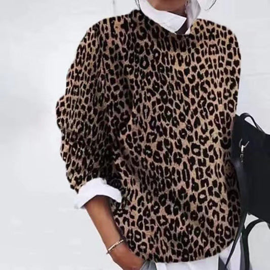 Damski sweter w panterkę – modny sweter casualowy w zwierzęcy wzór