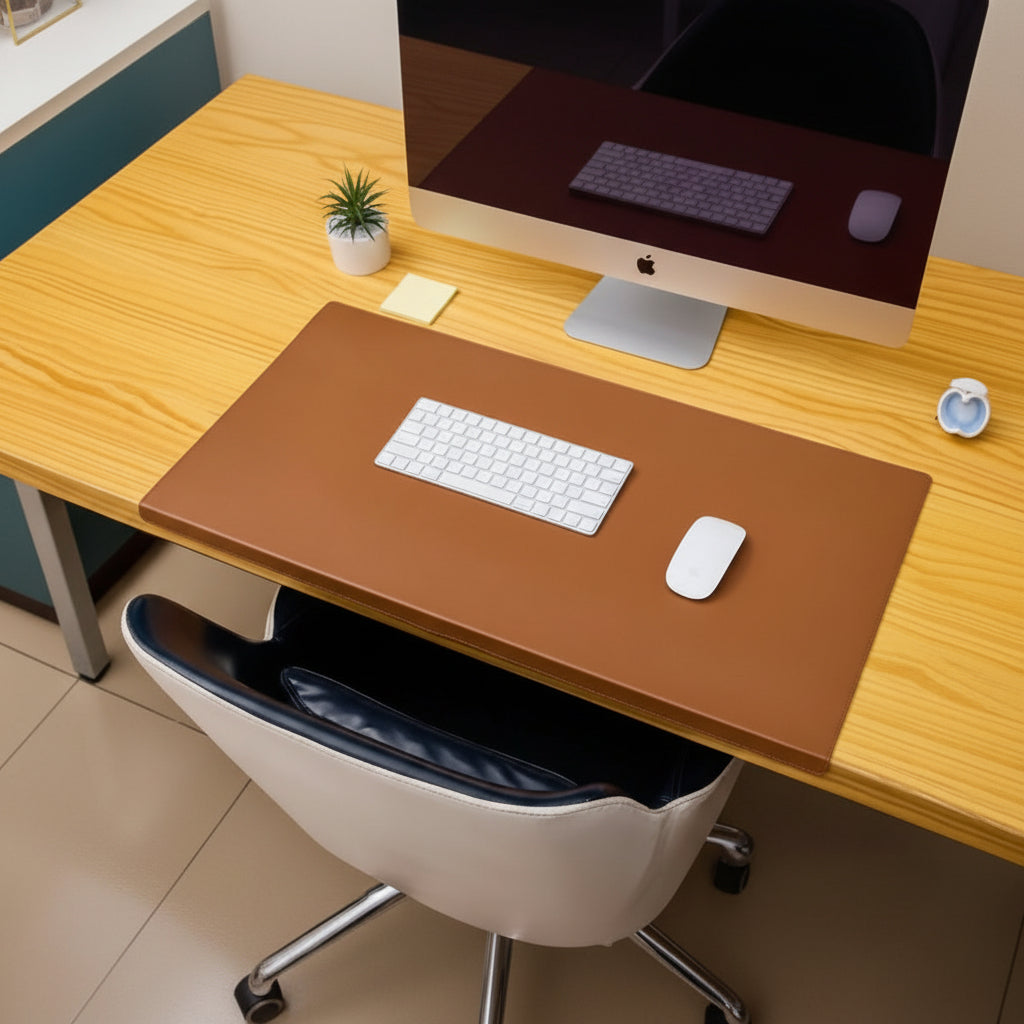 DESKCOMFORT – Ergonomic PU Leather Desk Mat with Wrist Support
