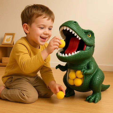DINOPOP BLASTER – Dinosaur shooting game for children with soft foam balls & target board