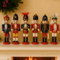 Drewniane figurki dziadków do orzechów – 12,5 cm, zestaw 6 figurek