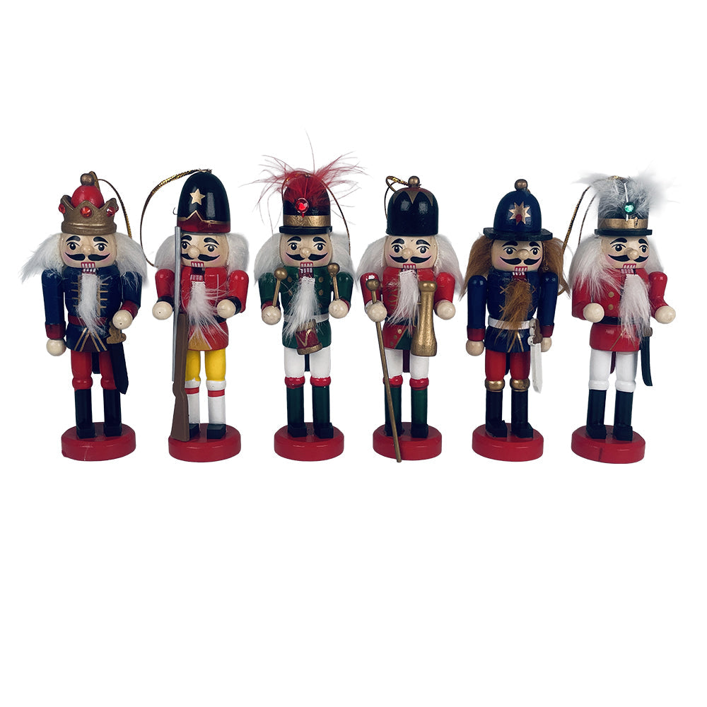 Drewniane figurki dziadków do orzechów – 12,5 cm, zestaw 6 figurek