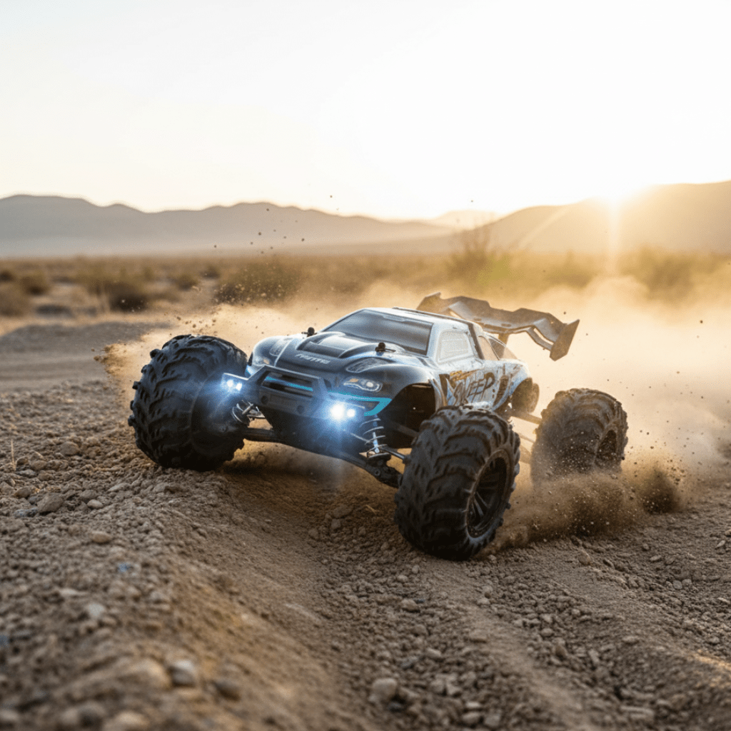 DUSTFORCE – 1:16 all-wheel-drive electric truck with LED headlights and treaded tires