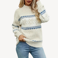 Dzianinowy sweter damski na zimę we wzory Fair Isle