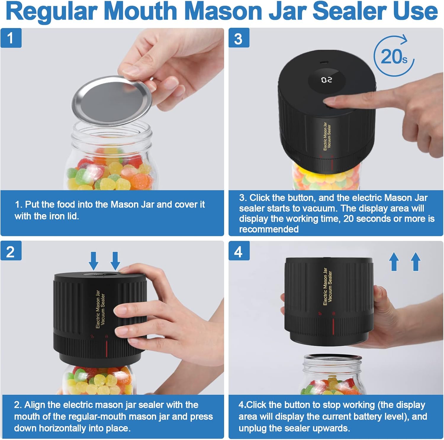 Electric Mason Jar Vacuum Sealer Kit - Keep Freshness Fast!