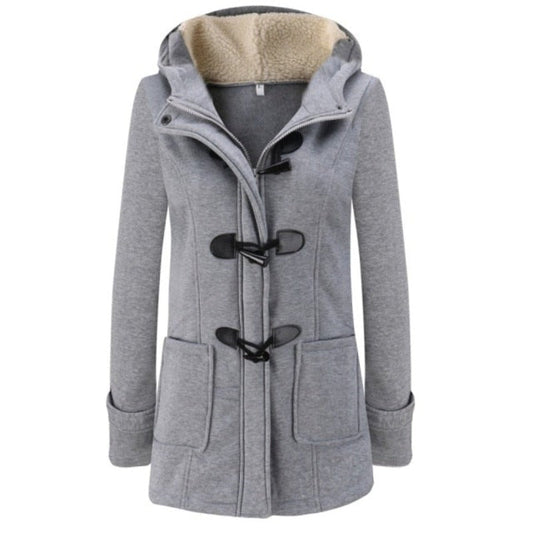 Elegant Winter Coat with Long Sleeves and Removable Hood