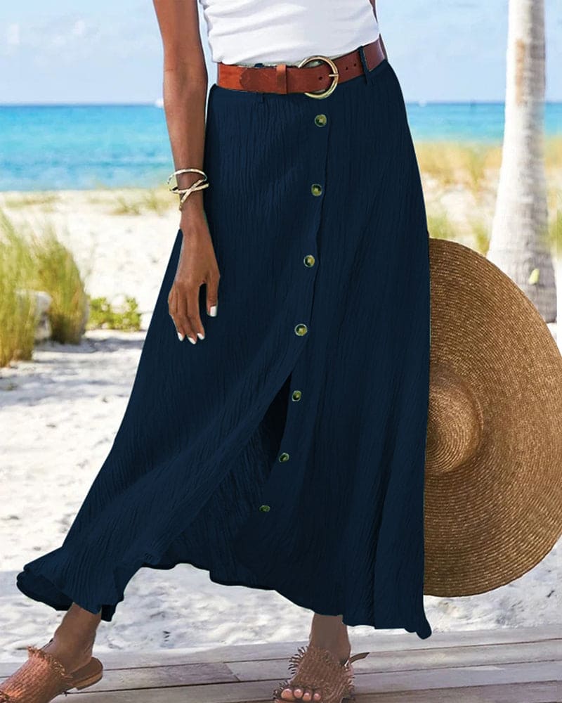 Eliana - Eliana Buttoned Long Skirt