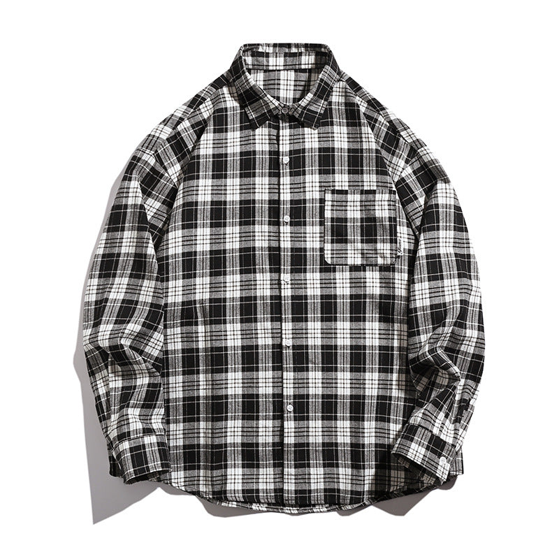 Flanelowa koszula unisex o klasycznym kroju w kratę z miękkiej bawełny i kieszenią na piersi