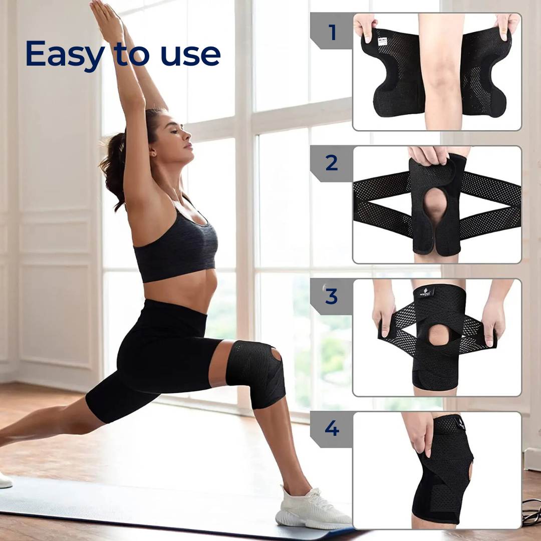 FlexGuard Knee Pads | with Support Compression Springs and Tension Strap - for Stability - Pain Relief and Protection Glevato