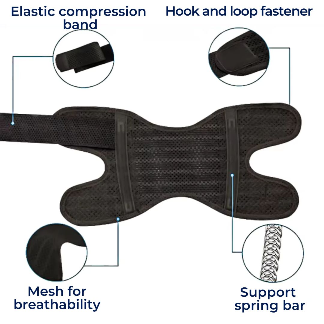 FlexGuard Knee Pads | with Support Compression Springs and Tension Strap - for Stability - Pain Relief and Protection Glevato